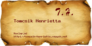 Tomcsik Henrietta névjegykártya
